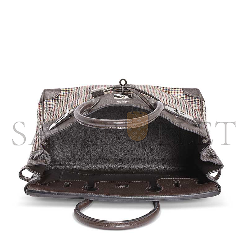 HERMÈS MASTER BIRKIN 30 TOGO AND PLAID WOOL PALLADIUM HARDWARE (30*23*15cm)